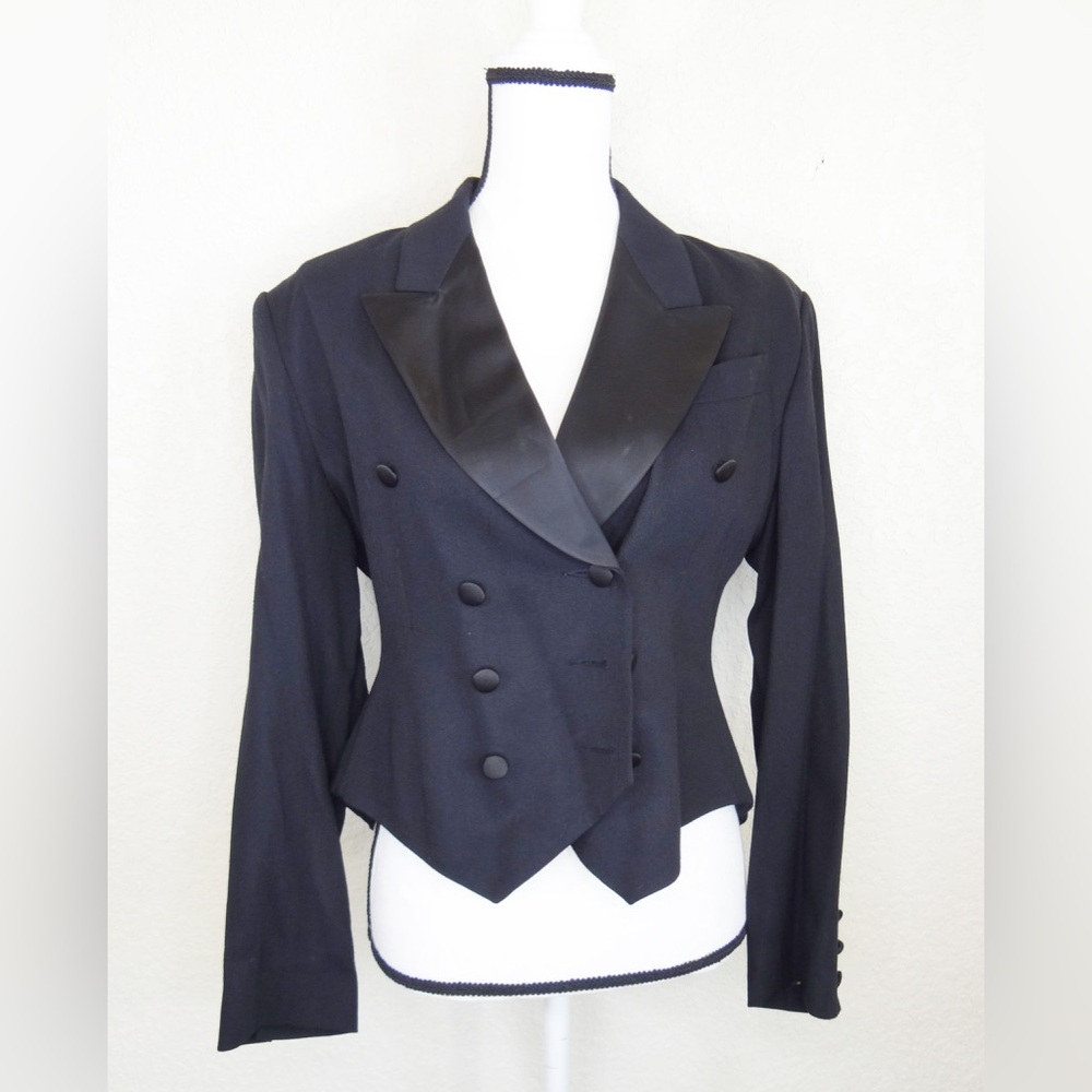 Vintage Kenzo City Paris Black Tuxedo Blazer Jacket Wool Ladies Size M